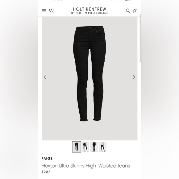 PAIGE Hoxton Ultra Skinny High-Waisted Black Jeans Women’s Size 31 - Picture 4 of 11